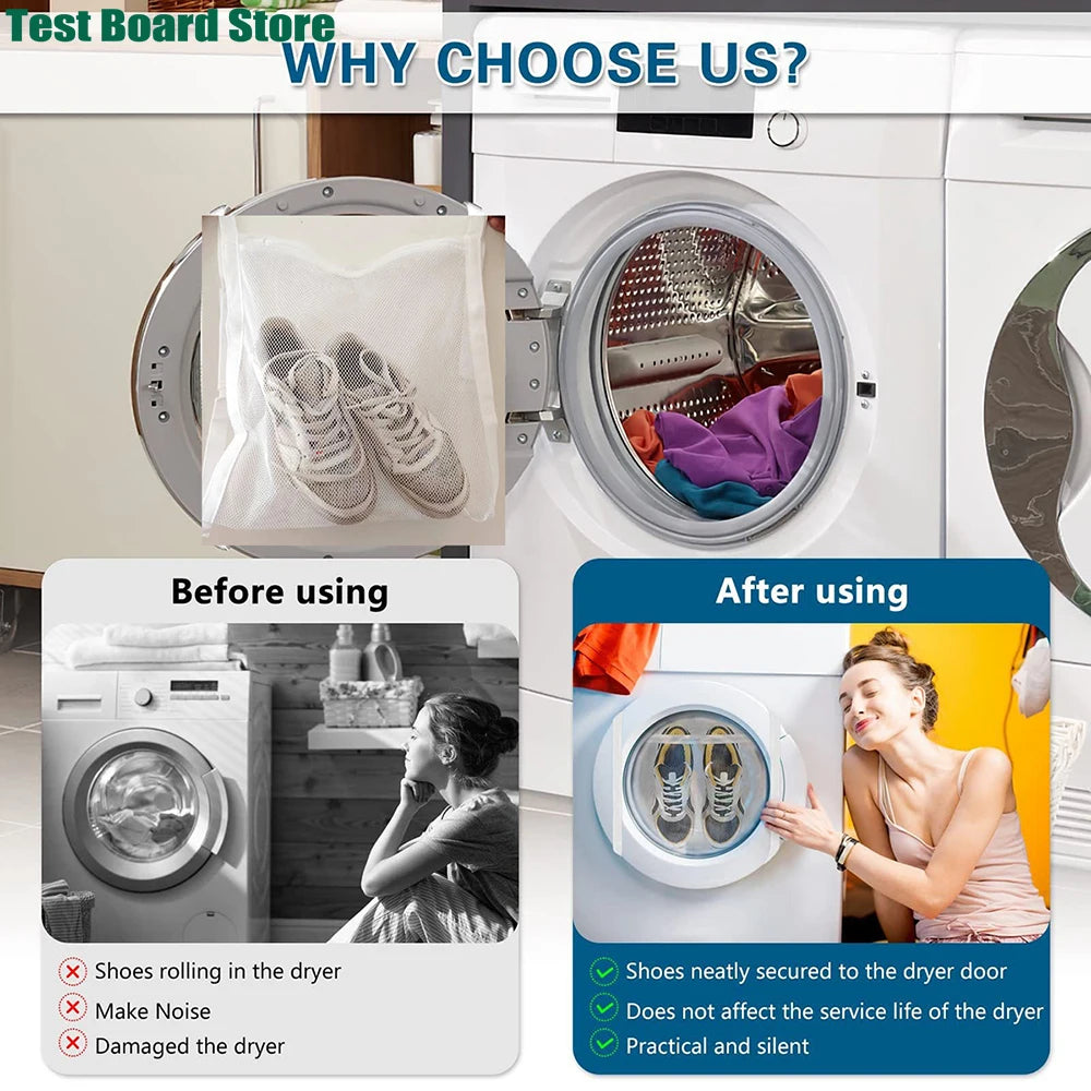 1Pce washing machine door hanging mesh zipper shoe drying bag Velcro self-adhesive dry cleaning shoe bag mesh washing bag