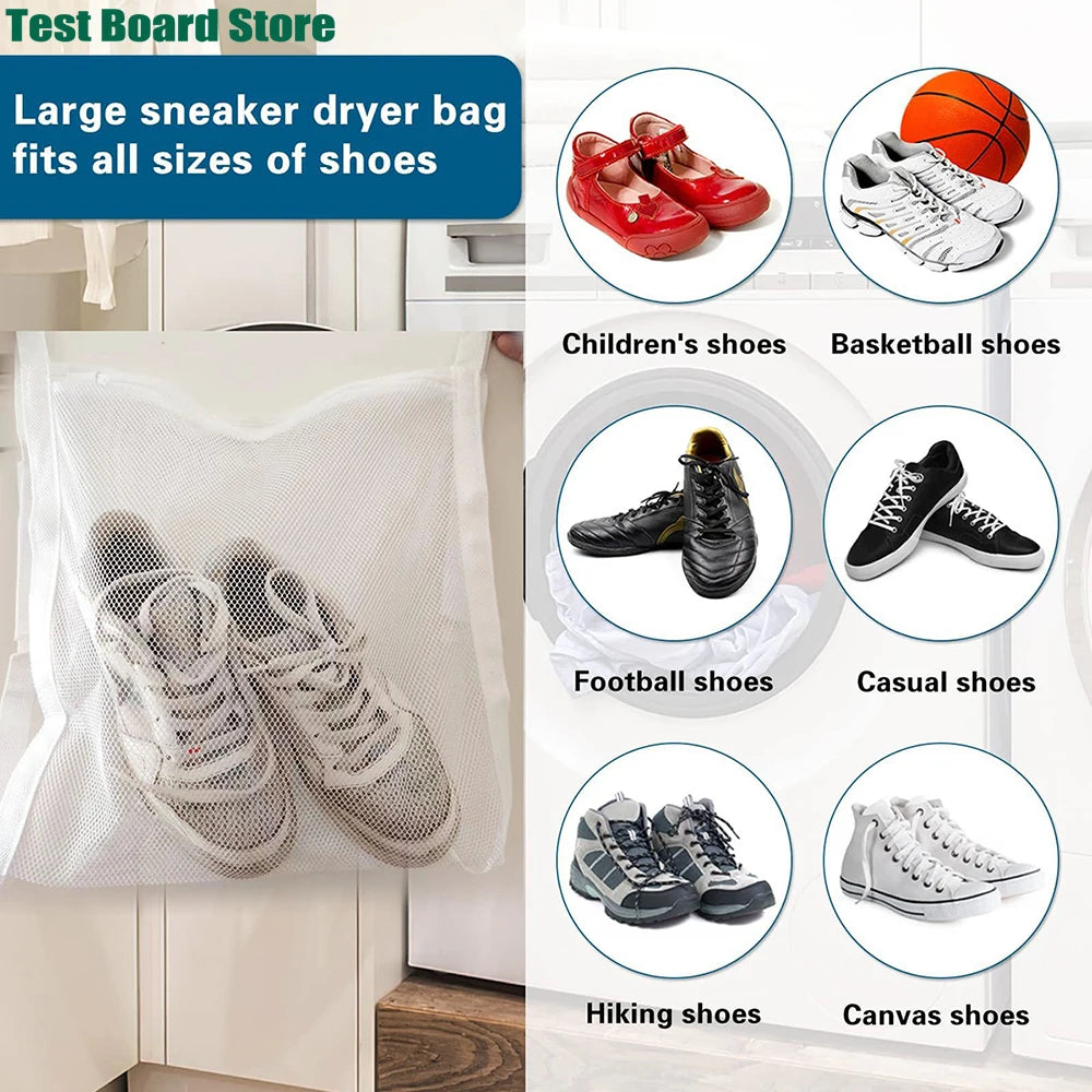 1Pce washing machine door hanging mesh zipper shoe drying bag Velcro self-adhesive dry cleaning shoe bag mesh washing bag