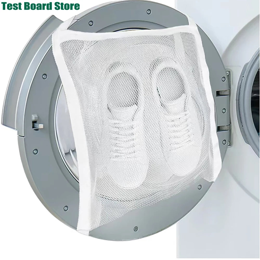 1Pce washing machine door hanging mesh zipper shoe drying bag Velcro self-adhesive dry cleaning shoe bag mesh washing bag
