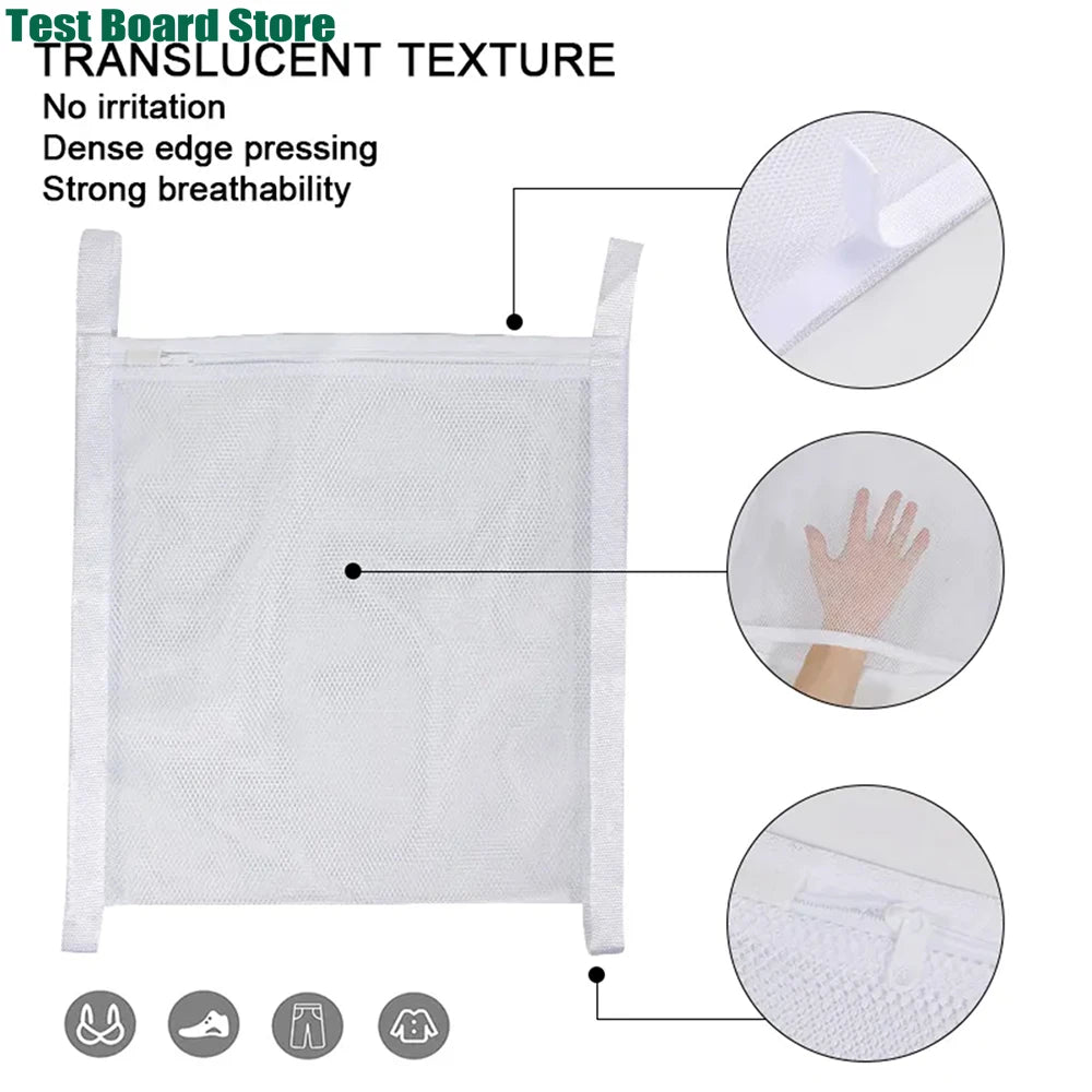 1Pce washing machine door hanging mesh zipper shoe drying bag Velcro self-adhesive dry cleaning shoe bag mesh washing bag